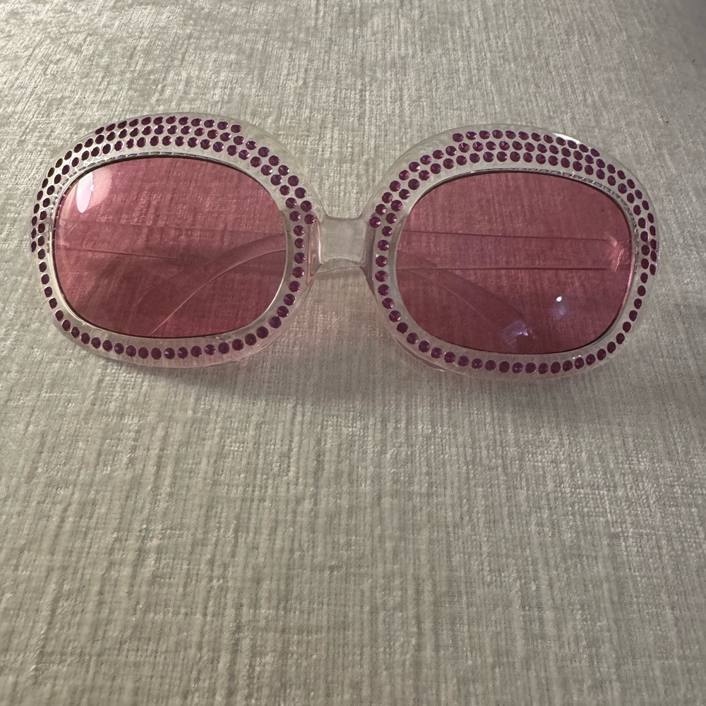 Pink Rhinestone-Embellished Sunglasses